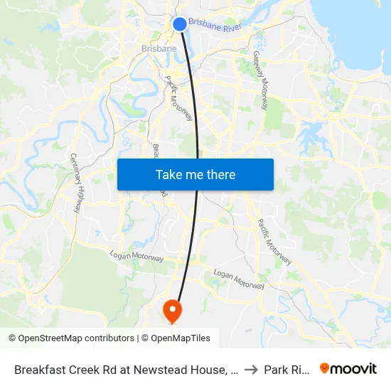 Breakfast Creek Rd at Newstead House, Stop 12 to Park Ridge map