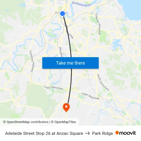 Adelaide Street Stop 26 at Anzac Square to Park Ridge map
