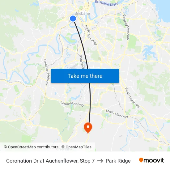 Coronation Dr at Auchenflower, Stop 7 to Park Ridge map
