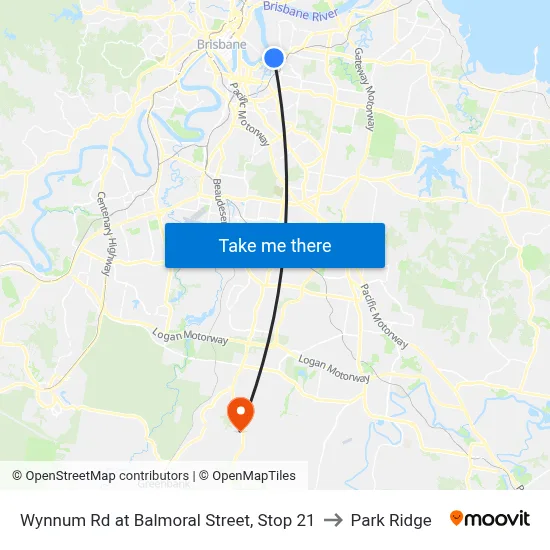 Wynnum Rd at Balmoral Street, Stop 21 to Park Ridge map