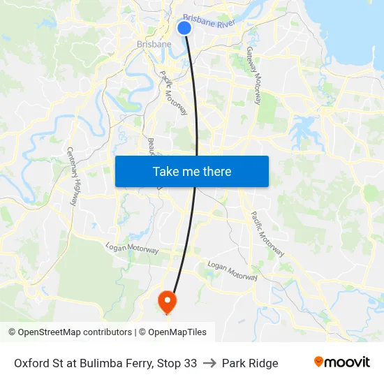 Oxford St at Bulimba Ferry, Stop 33 to Park Ridge map