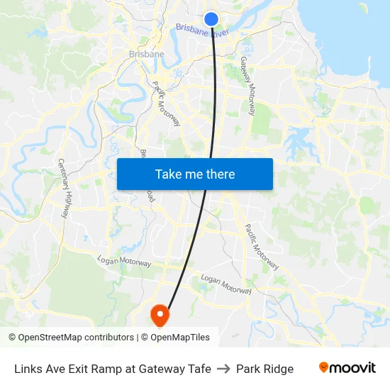 Links Ave Exit Ramp at Gateway Tafe to Park Ridge map