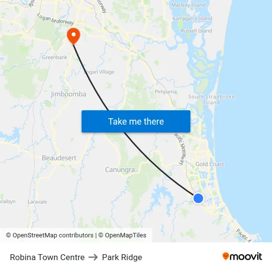 Robina Town Centre to Park Ridge map