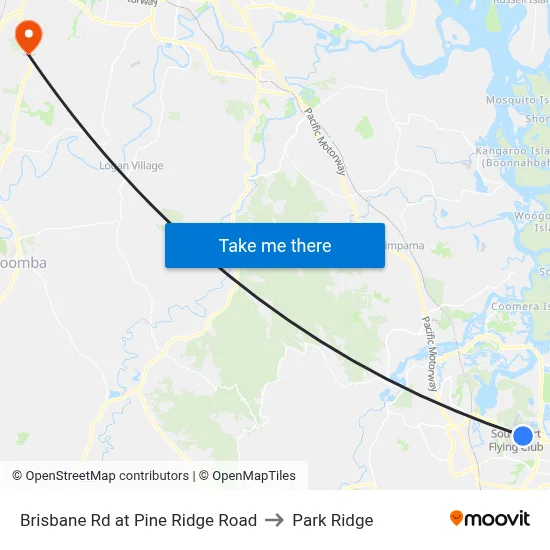Brisbane Rd at Pine Ridge Road to Park Ridge map