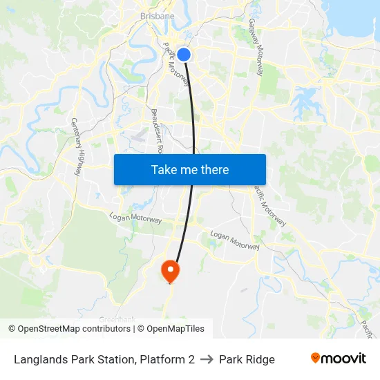 Langlands Park Station, Platform 2 to Park Ridge map