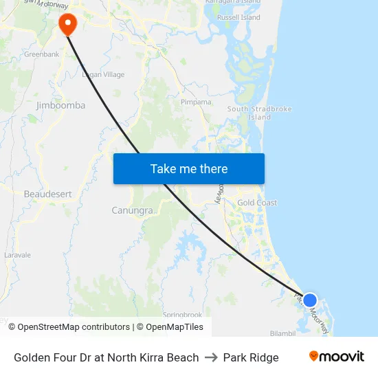 Golden Four Dr at North Kirra Beach to Park Ridge map