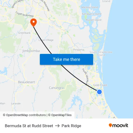 Bermuda St at Rudd Street to Park Ridge map