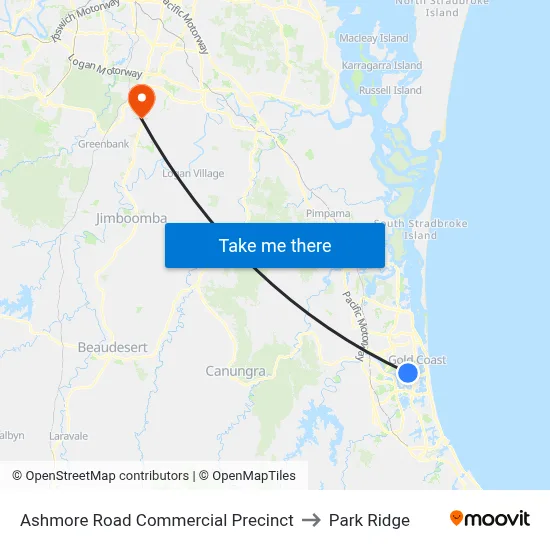 Ashmore Road Commercial Precinct to Park Ridge map
