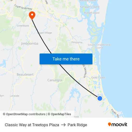 Classic Way at Treetops Plaza to Park Ridge map
