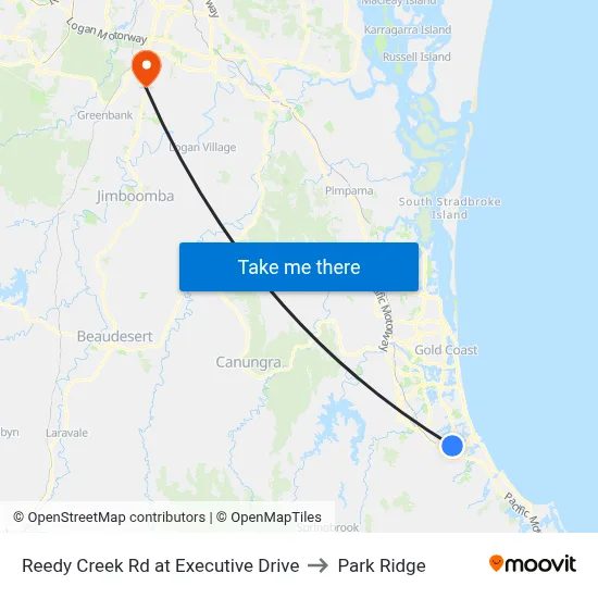 Reedy Creek Rd at Executive Drive to Park Ridge map