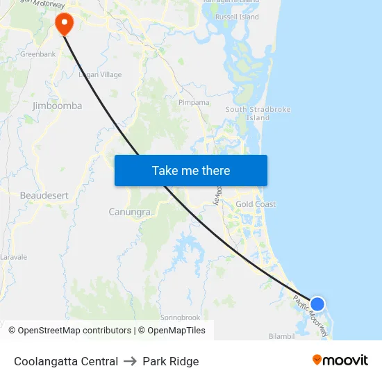 Coolangatta Central to Park Ridge map