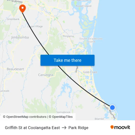 Griffith St at Coolangatta East to Park Ridge map