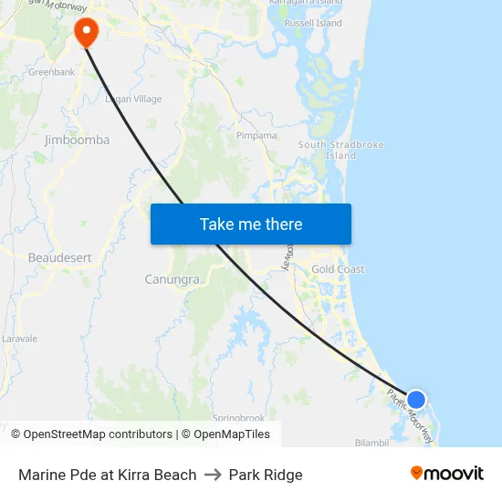 Marine Pde at Kirra Beach to Park Ridge map