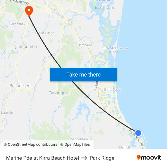Marine Pde at Kirra Beach Hotel to Park Ridge map