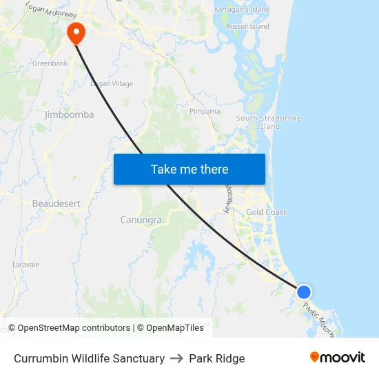 Currumbin Wildlife Sanctuary to Park Ridge map