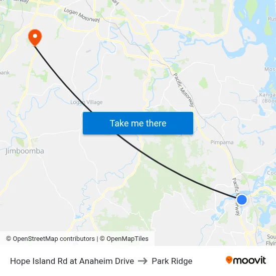 Hope Island Rd at Anaheim Drive to Park Ridge map