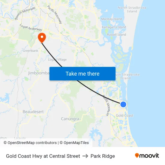 Gold Coast Hwy at Central Street to Park Ridge map