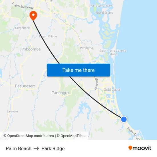 Palm Beach to Park Ridge map