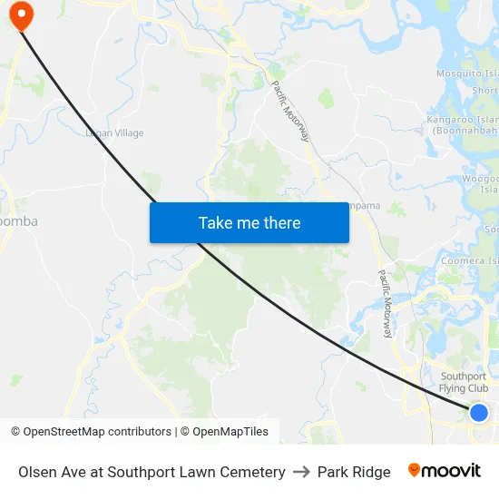 Olsen Ave at Southport Lawn Cemetery to Park Ridge map