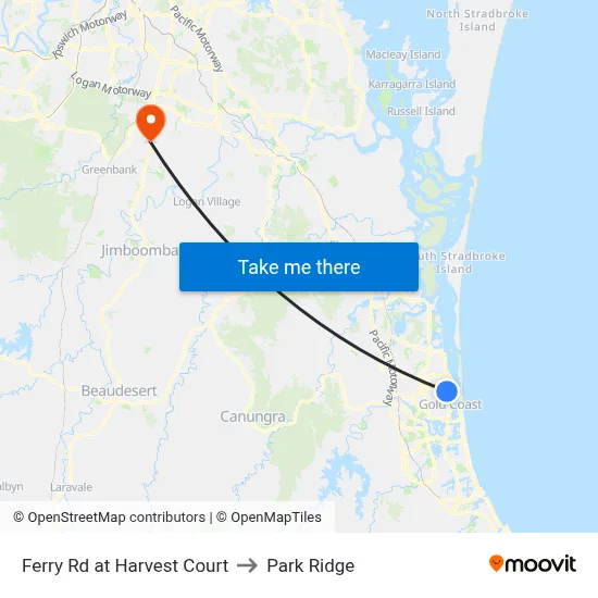 Ferry Rd at Harvest Court to Park Ridge map