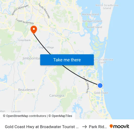 Gold Coast Hwy at Broadwater Tourist Park to Park Ridge map