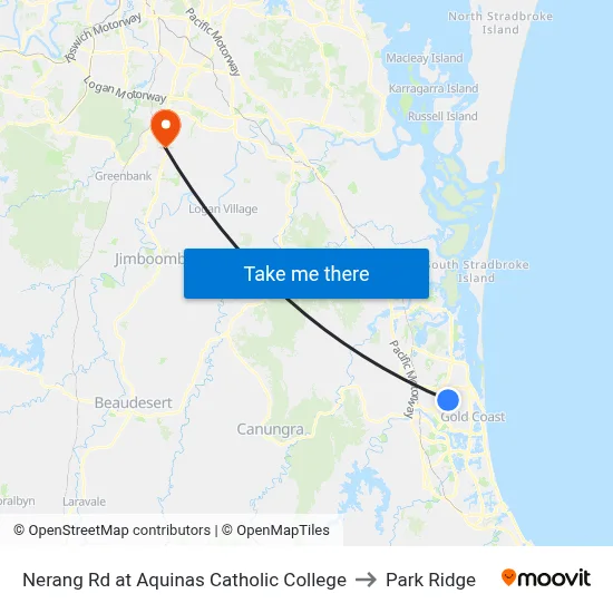 Nerang Rd at Aquinas Catholic College to Park Ridge map