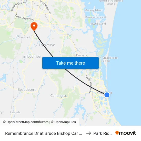 Remembrance Dr at Bruce Bishop Car Park to Park Ridge map