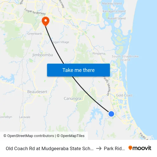 Old Coach Rd at Mudgeeraba State School to Park Ridge map