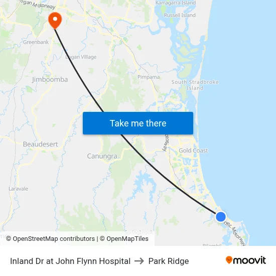 Inland Dr at John Flynn Hospital to Park Ridge map