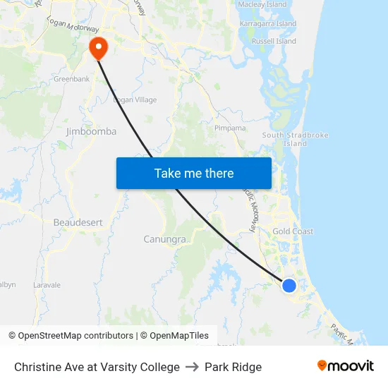 Christine Ave at Varsity College to Park Ridge map