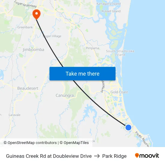 Guineas Creek Rd at Doubleview Drive to Park Ridge map
