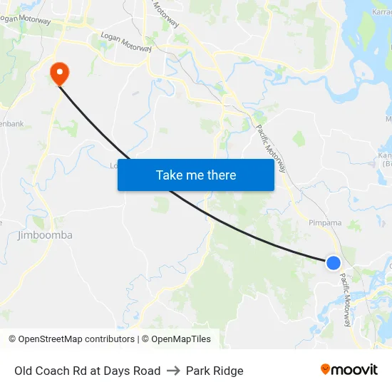 Old Coach Rd at Days Road to Park Ridge map
