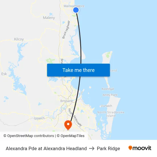 Alexandra Pde at Alexandra Headland to Park Ridge map