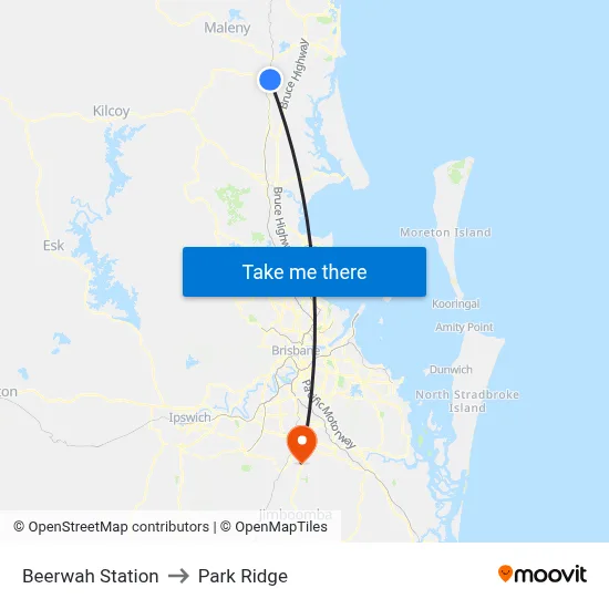 Beerwah Station to Park Ridge map