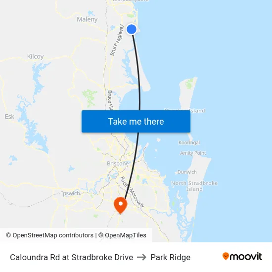 Caloundra Rd at Stradbroke Drive to Park Ridge map