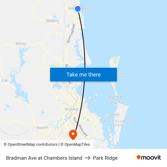 Bradman Ave at Chambers Island to Park Ridge map