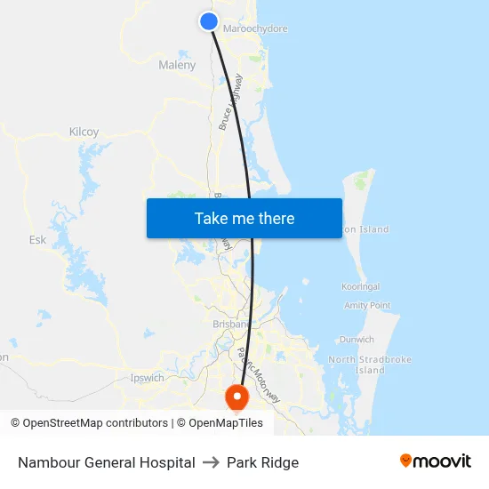 Nambour General Hospital to Park Ridge map