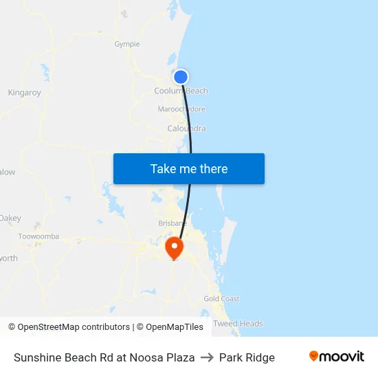 Sunshine Beach Rd at Noosa Plaza to Park Ridge map