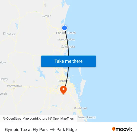 Gympie Tce at Ely Park to Park Ridge map