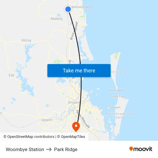 Woombye Station to Park Ridge map