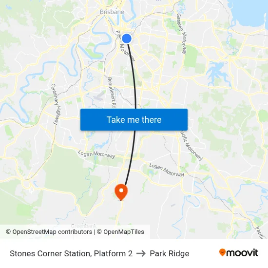 Stones Corner Station, Platform 2 to Park Ridge map