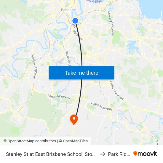 Stanley St at East Brisbane School, Stop 10 to Park Ridge map