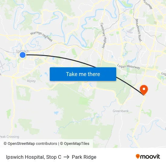 Ipswich Hospital, Stop C to Park Ridge map