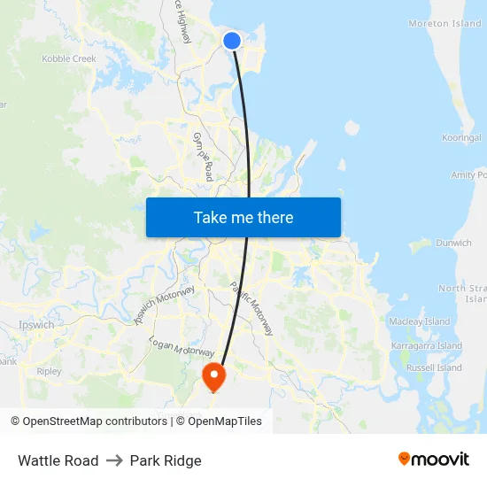 Wattle Road to Park Ridge map