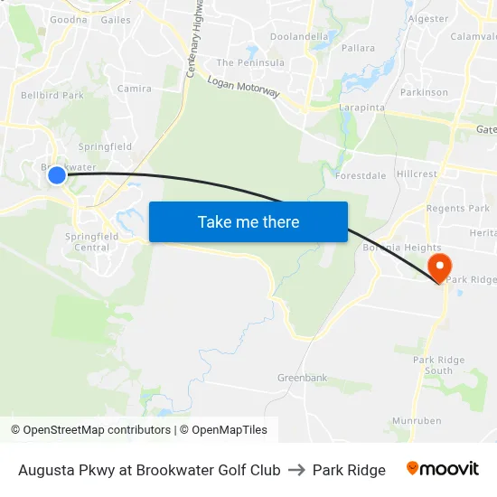 Augusta Pkwy at Brookwater Golf Club to Park Ridge map