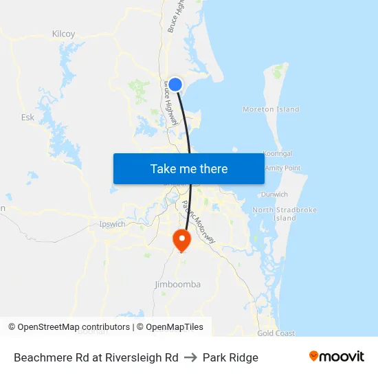 Beachmere Rd at Riversleigh Rd to Park Ridge map