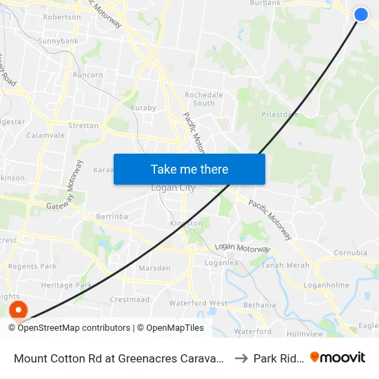 Mount Cotton Rd at Greenacres Caravan Park to Park Ridge map