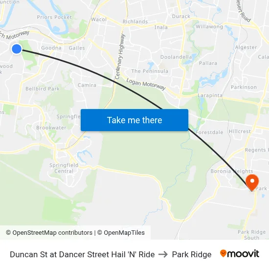 Duncan St at Dancer Street Hail 'N' Ride to Park Ridge map