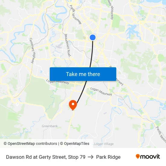Dawson Rd at Gerty Street, Stop 79 to Park Ridge map
