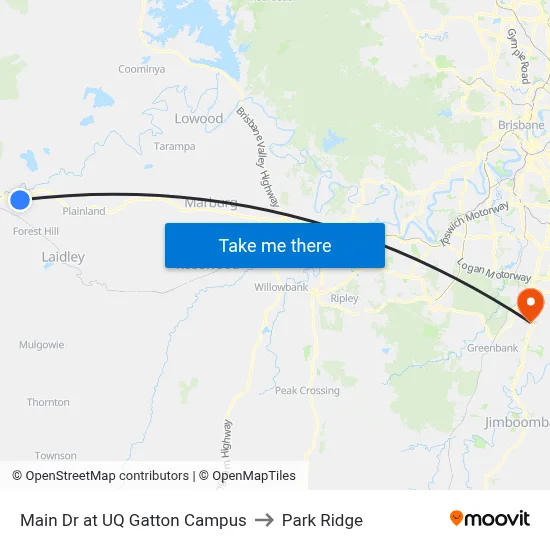 Main Dr at UQ Gatton Campus to Park Ridge map
